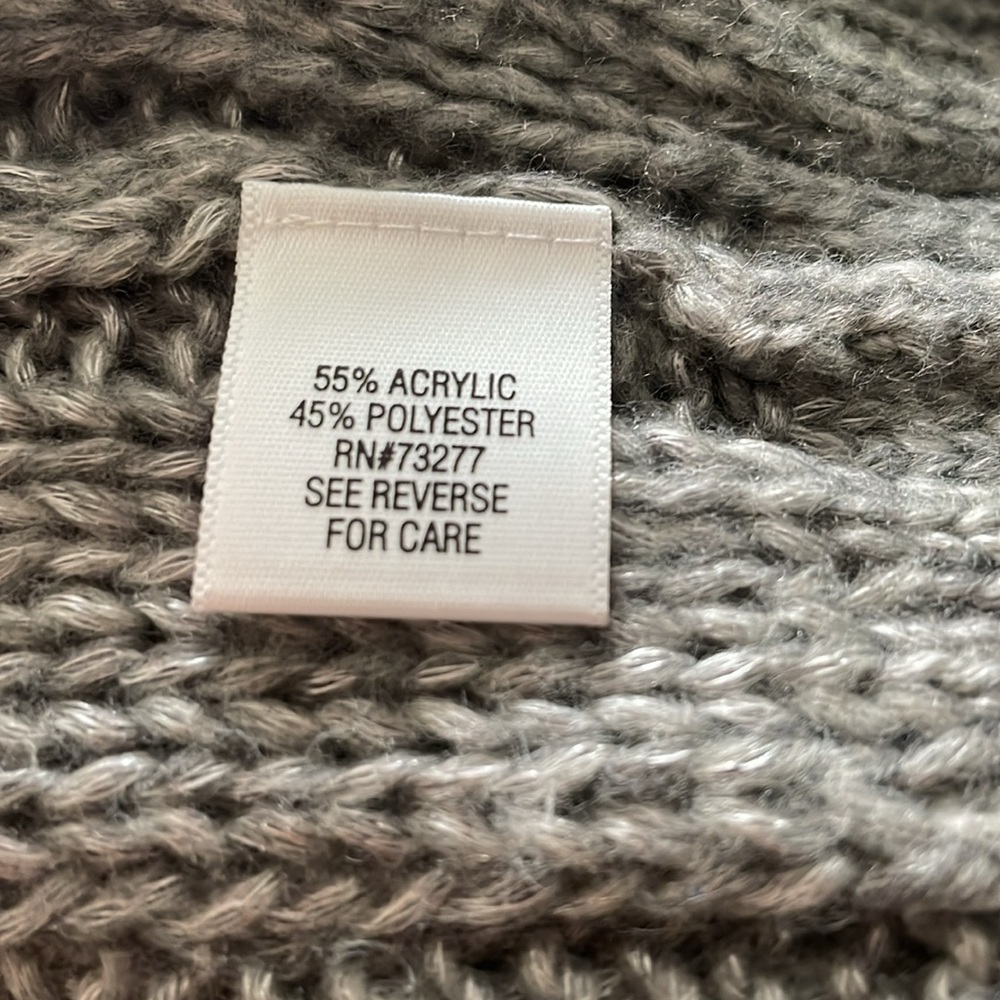 Apt 9 Cardigan Women Size XL Gray Open Front Chunky Cable Knit Pattern Long - Picture 8 of 12